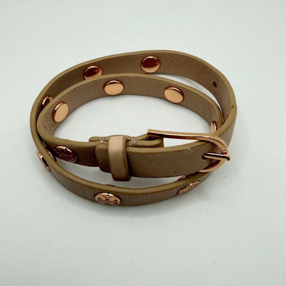 Tory Burch Double Wrap‎ Logo Bracelet in Pink leather and Rose Gold!